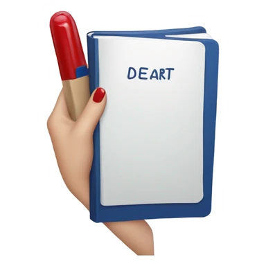 a hand with a red manicure holds a dark blue diary sticker