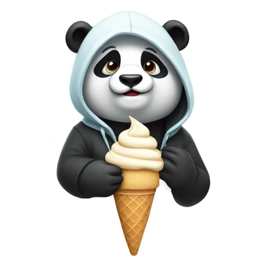Panda wearing a hoodie and holding ice cream sticker