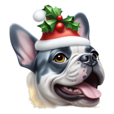 Blue merle french bulldog with Christmas lights sticker
