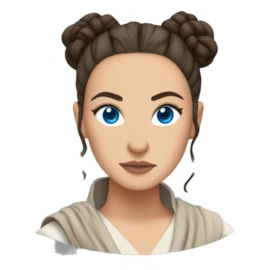 Star wars Rey blue eyes messy hair space buns sticker