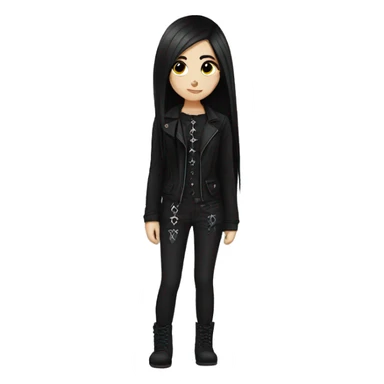 Goth girl emoji long black hair sticker