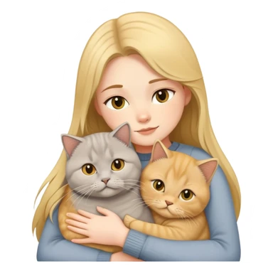 A long-haired girl hugs a Golden Shaded British shorthair sticker