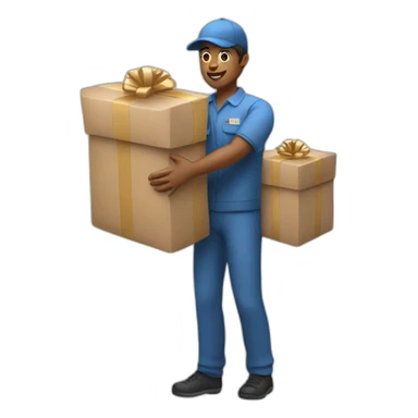 delivery person with a gift  sticker