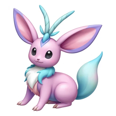 Colorful Shiny Exotic Cresselia-Sylveon-Minccino-Fakémon-hybrid-creature (full body)  sticker