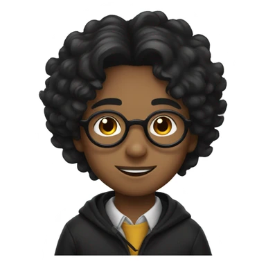 a young boy with harry potter glasses and black hair with a middle part flow sticker