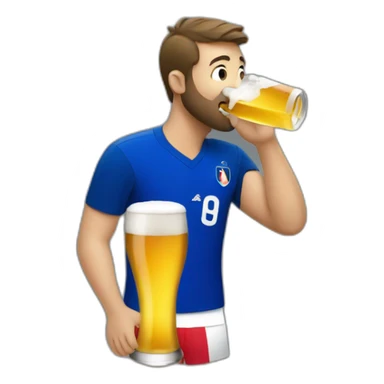 A French soccer fan drinking a beer sticker