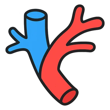 simple blue and red line blood vessel icon, minimalistic sticker