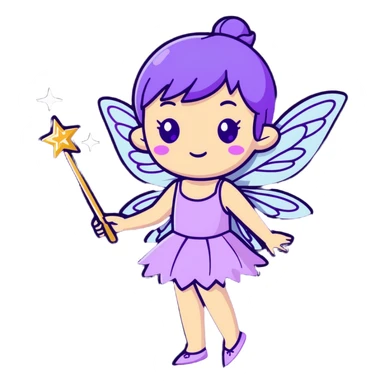 Glitter purple fairy sticker