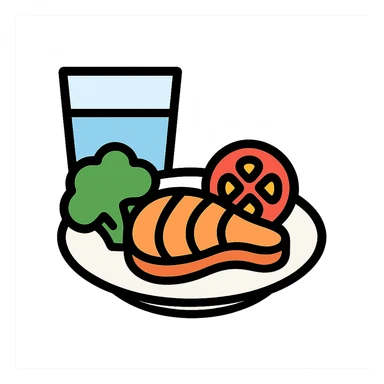 A healthy meal with a glass of water sticker