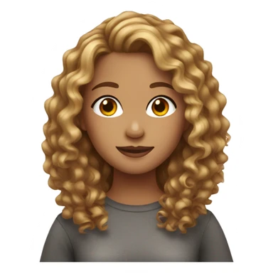 girl with brown curly hair blonde highlights  sticker