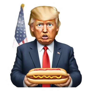 Donald Trump eating hotdog ￼ sticker
