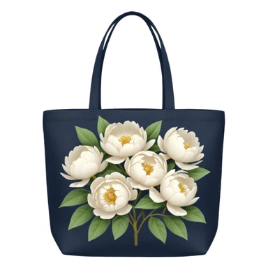 canvas tote bag filled with white peonies  sticker