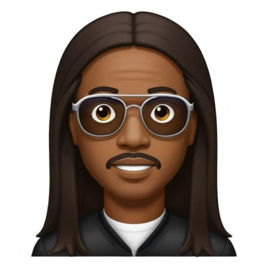 Stevie Wonder with dark brown long hair sticker