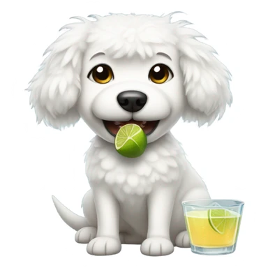 White fluffy dog holding a margarita  sticker