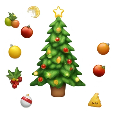 Christmas tree with healthy food on it and lights sticker