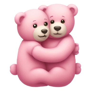 pink pastel two teddy bears hugging sticker