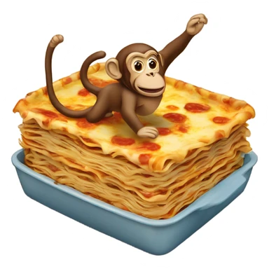 Monkey flying on top of lasagna sticker