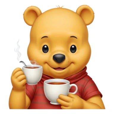 Winnie the Pooh drinking tea sticker