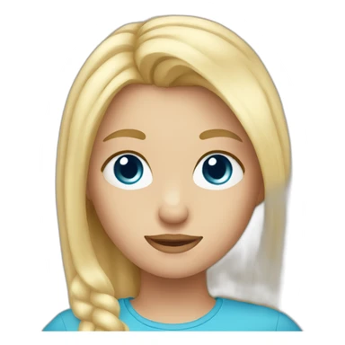 make an emoji of a girl with blue eyes and blond hair holding an iPhone sticker