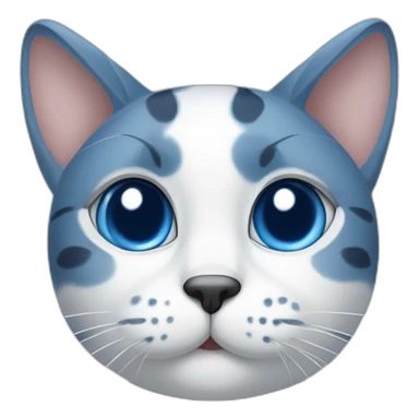 spotted blue and white cat with a blue right ear, and a spot around the right eye sticker