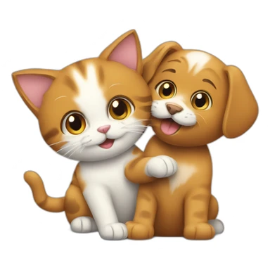 cat playing with a dog sticker