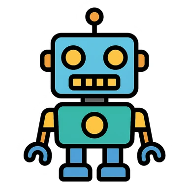 robot, color icon style, geometric shapes, tech vibe sticker