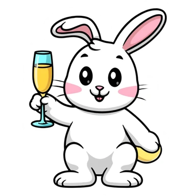 Fancy Easter bunny with champagne glass sticker