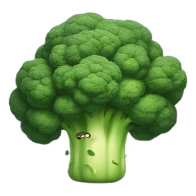 big angry broccoli with jacked muscles sticker