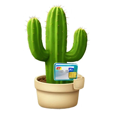 cactus leaving from smartphone holding  sim card sticker