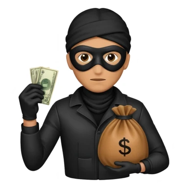 a robber with a money bag sticker