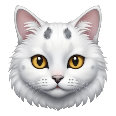 white cat with black tail and grey spots on his face  sticker