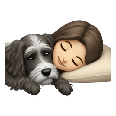 White girl brown long hair sleeping with a zvergschnauzer  sticker