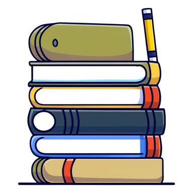 Stack of khaki books sticker