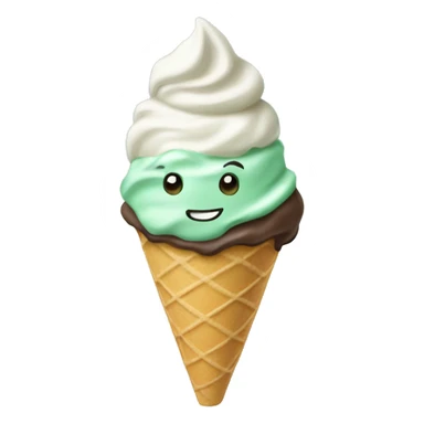 Mint chocolate chip ice cream cone sticker