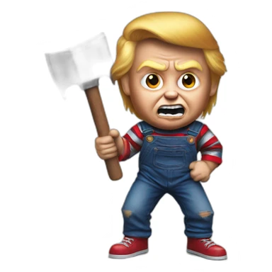 Trump as chucky with a hammer sticker
