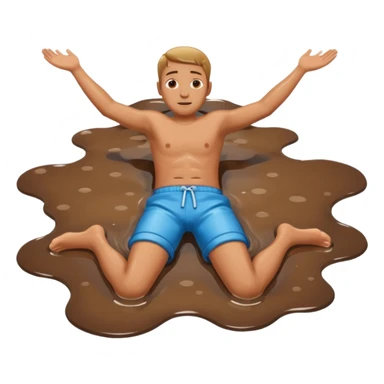 apple style emoji of a man who has fallen into a puddle, arms and legs spread out sticker