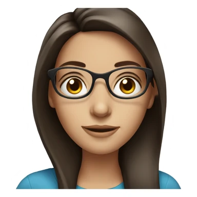 Brunette girl blue eyes smiling with glasses  sticker