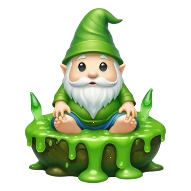 a green gnome sitting in slime sticker