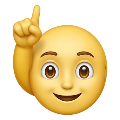 A normal smiling, not realistic looking, yellow emoji like the basic iPhone ones pointing to its head like it has a great idea sticker