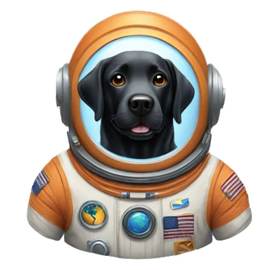 happy black labrador in Mars spacesuit sticker