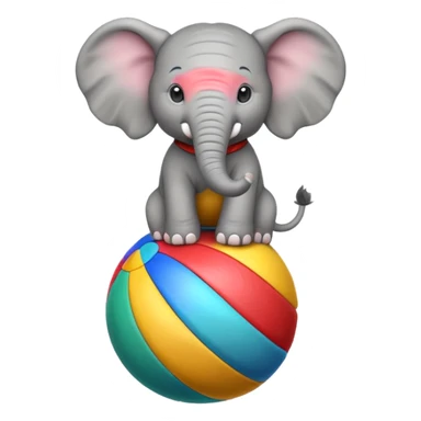 A circus elephant standing on a ccolorful ball sticker