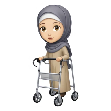 Girl with hijab using a walker  sticker
