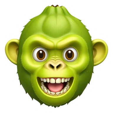 A peeled banana body with a lime green gorilla head showing teeth and expressive eyes sticker