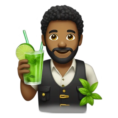 black beard boy with mojito sticker