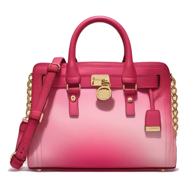 Hyper Realistic isolated raspberry color to light pink ombre Michael Kors satchel handbag purse.  sticker