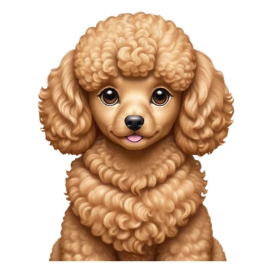 Cinematic Noble Apricot Poodle Portrait Emoji, Poised and regal, with a refined, elegant build and a meticulously groomed, curly apricot Fur, deep-set soulful warm eyes, Simplified yet sharp and sophisticated features, highly detailed, glowing with a soft, dignified glow, high shine, intelligent and graceful, stylized with an air of sophistication, focused and attentive, soft glowing outline, capturing the essence of a watchful and confident companion, so majestic it feels as though it could prance out of the screen with effortless authority! sticker