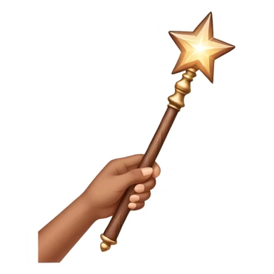 hand holding a glowing magic wand with sparkles and magical glow sticker