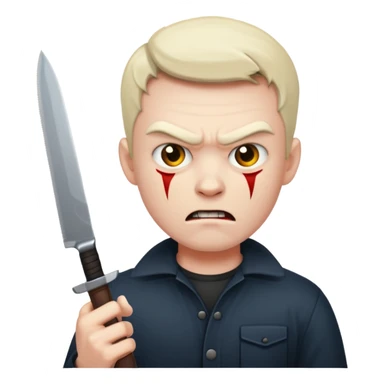 Evil and angry man holding a knife sticker