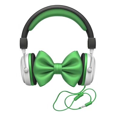 White Headphones with Green Bow sticker