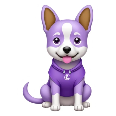 Dog wearing purple lululemon sticker
